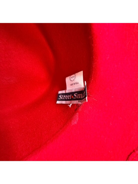 Vintage Red Wool Felt Hat Betmar Wide Brim Veil Dress Hat 1980s main image 4